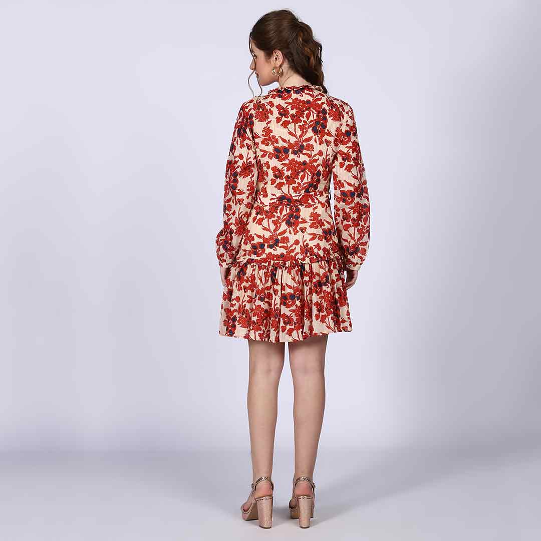 Saint Meliora Womens Ivory Red Floral Mini Dress - Image 5