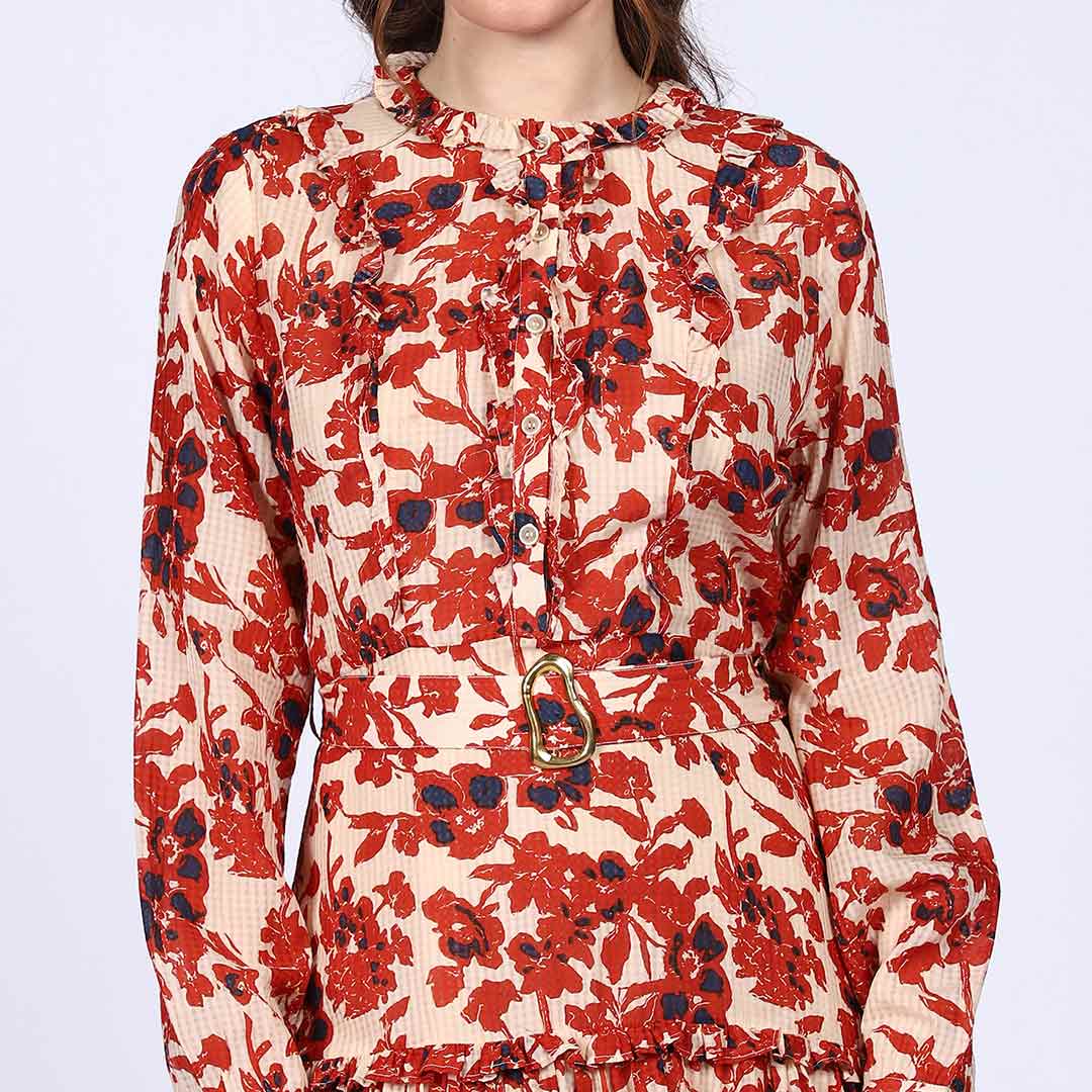 Saint Meliora Womens Ivory Red Floral Mini Dress - Image 7