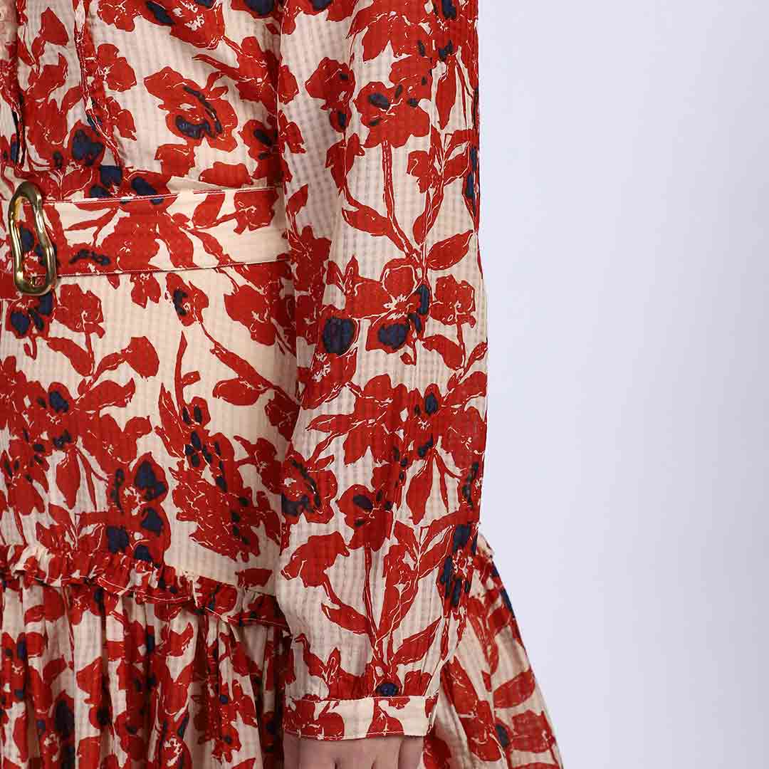 Saint Meliora Womens Ivory Red Floral Mini Dress - Image 8