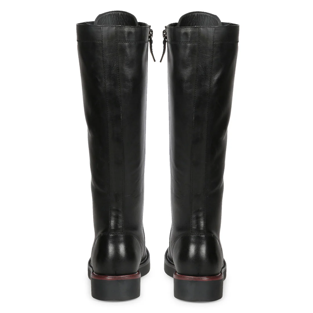 Saint Mercello Lace Up Black Leather High Tongue Tall Boots - Image 5