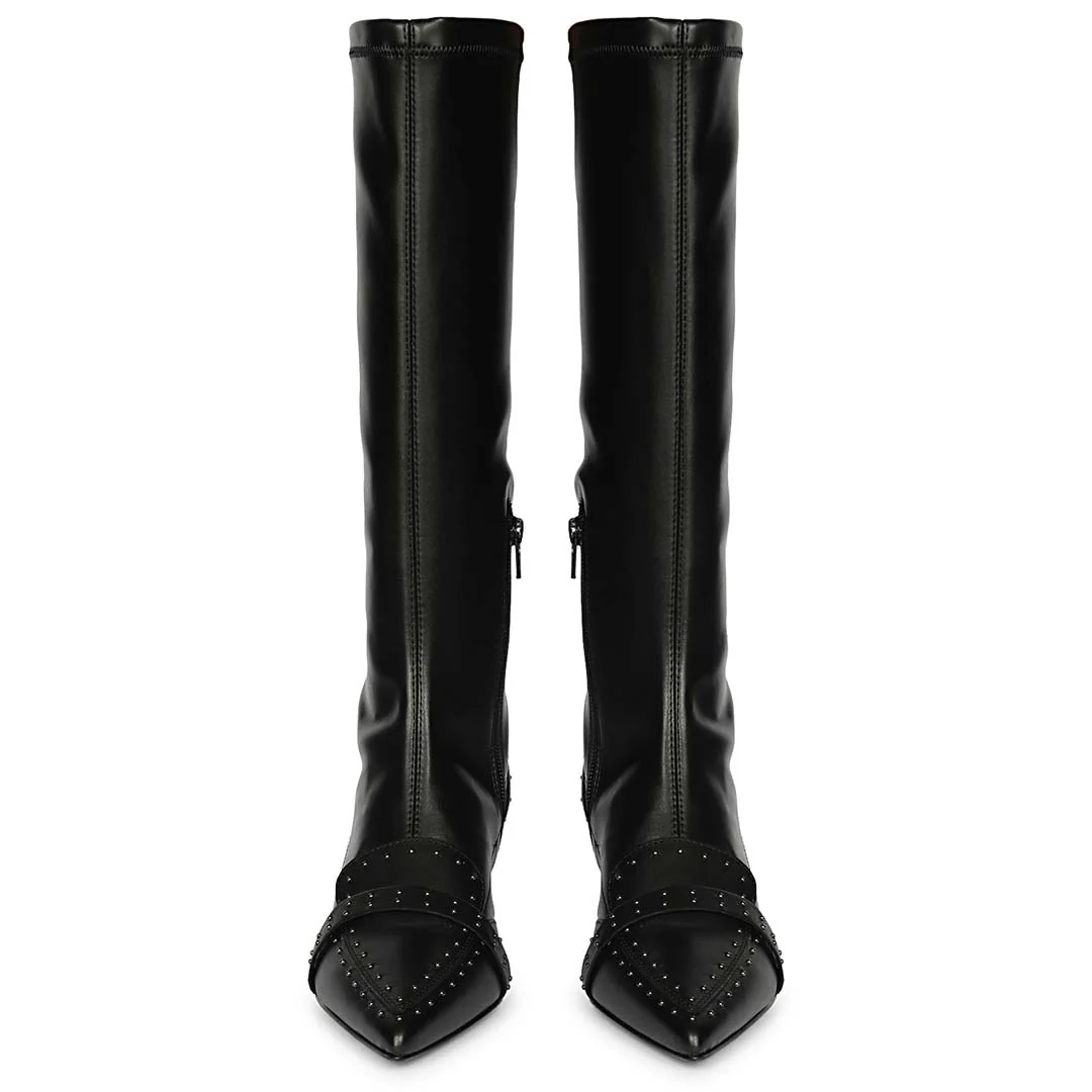 Saint Meribel Studded Black Stretch Napa Long Boots - Image 5