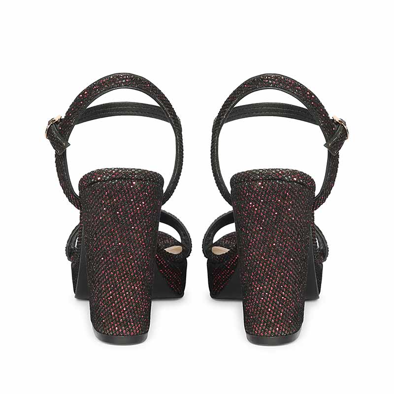 Saint Merrily Bordo Glitter Fabric Block Heels - Image 5