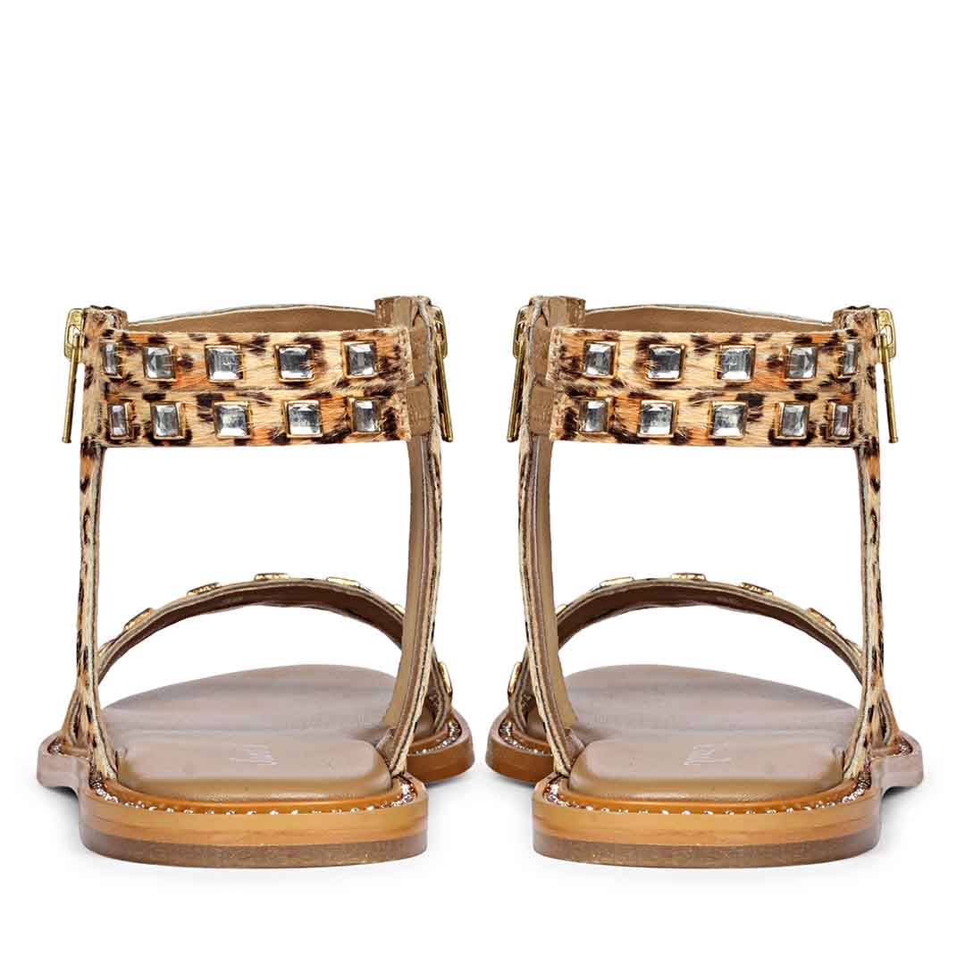 Saint Mia Beige Leather Studded Sandals - Image 6