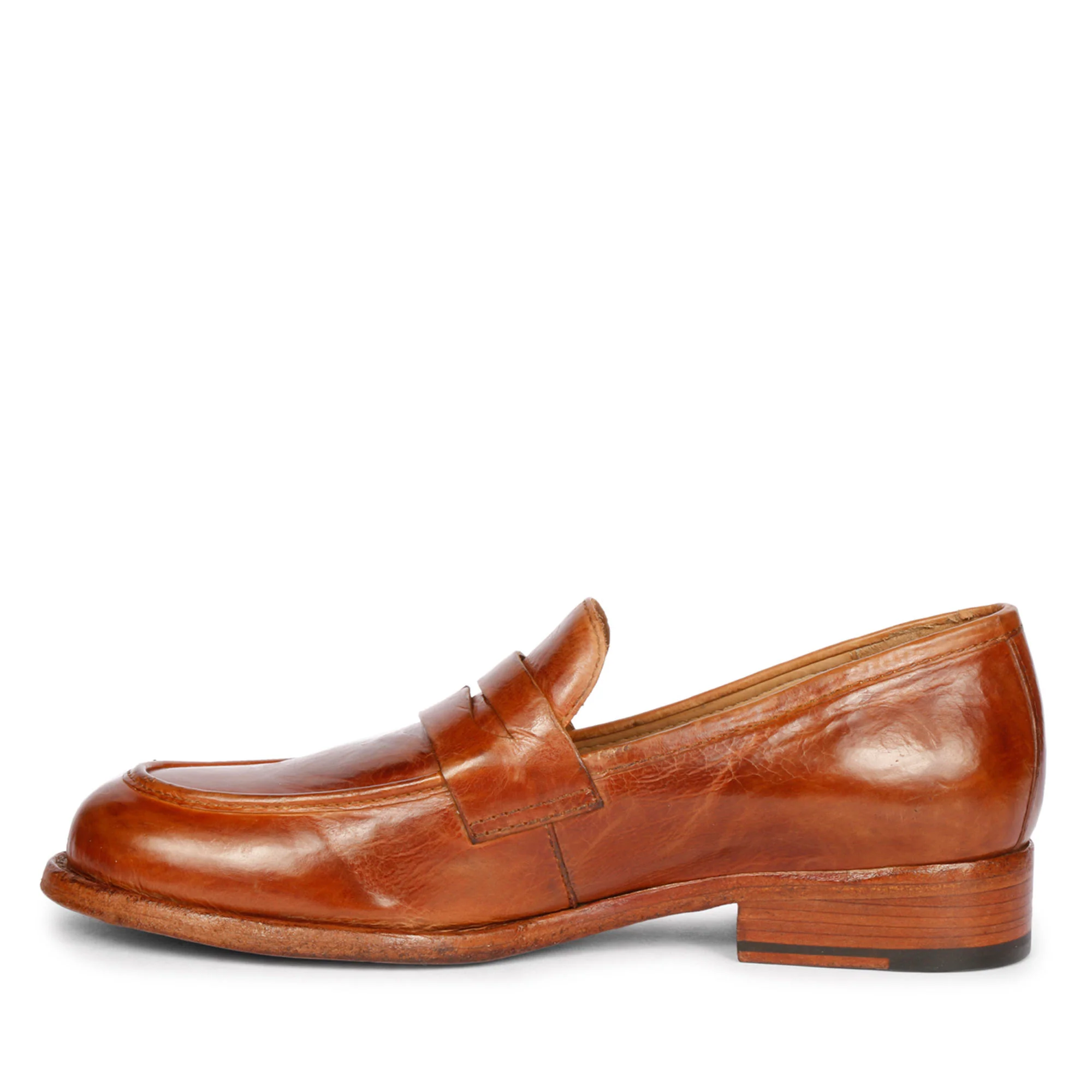 Saint Micola Cognac Leather Washed Moccasins - Image 4