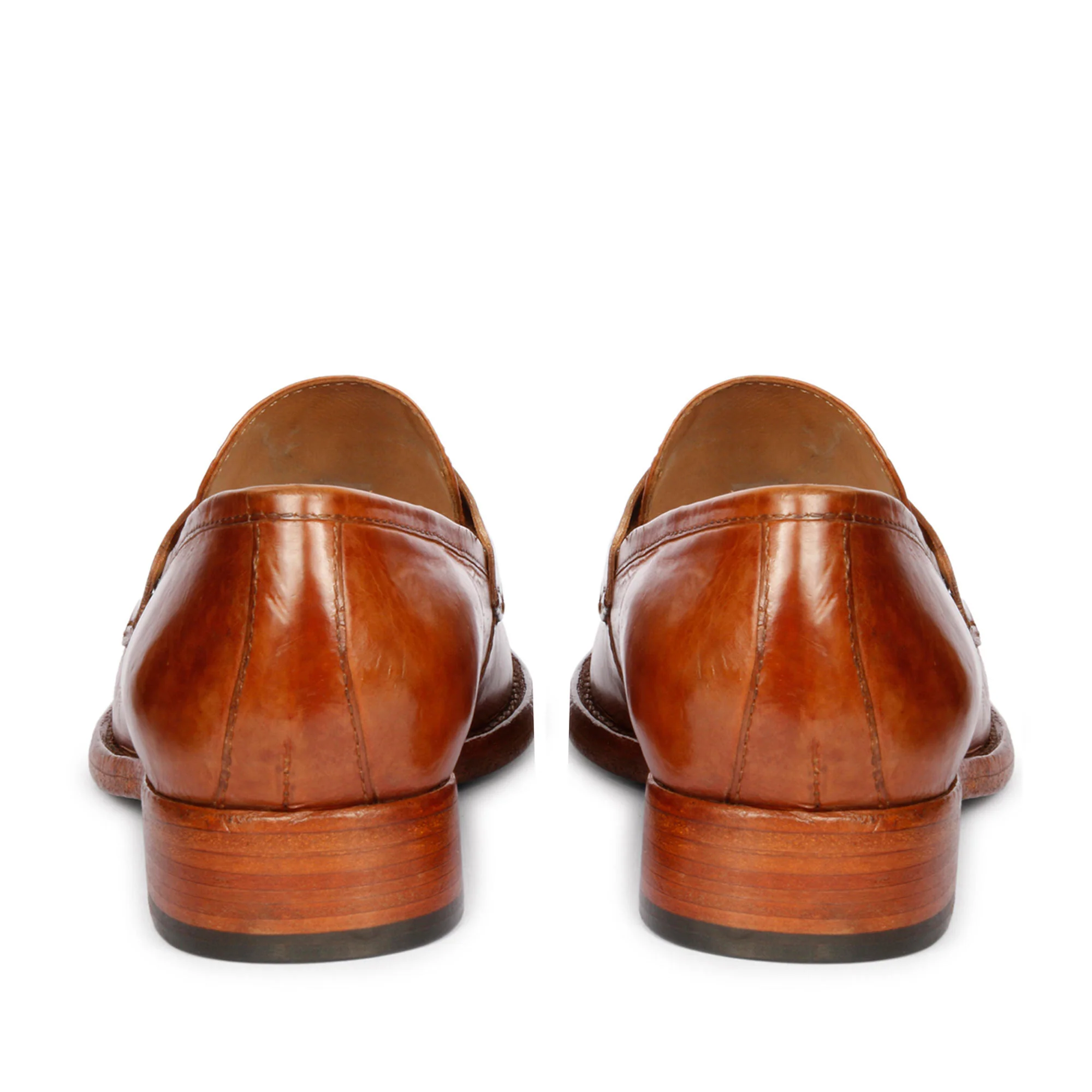 Saint Micola Cognac Leather Washed Moccasins - Image 5