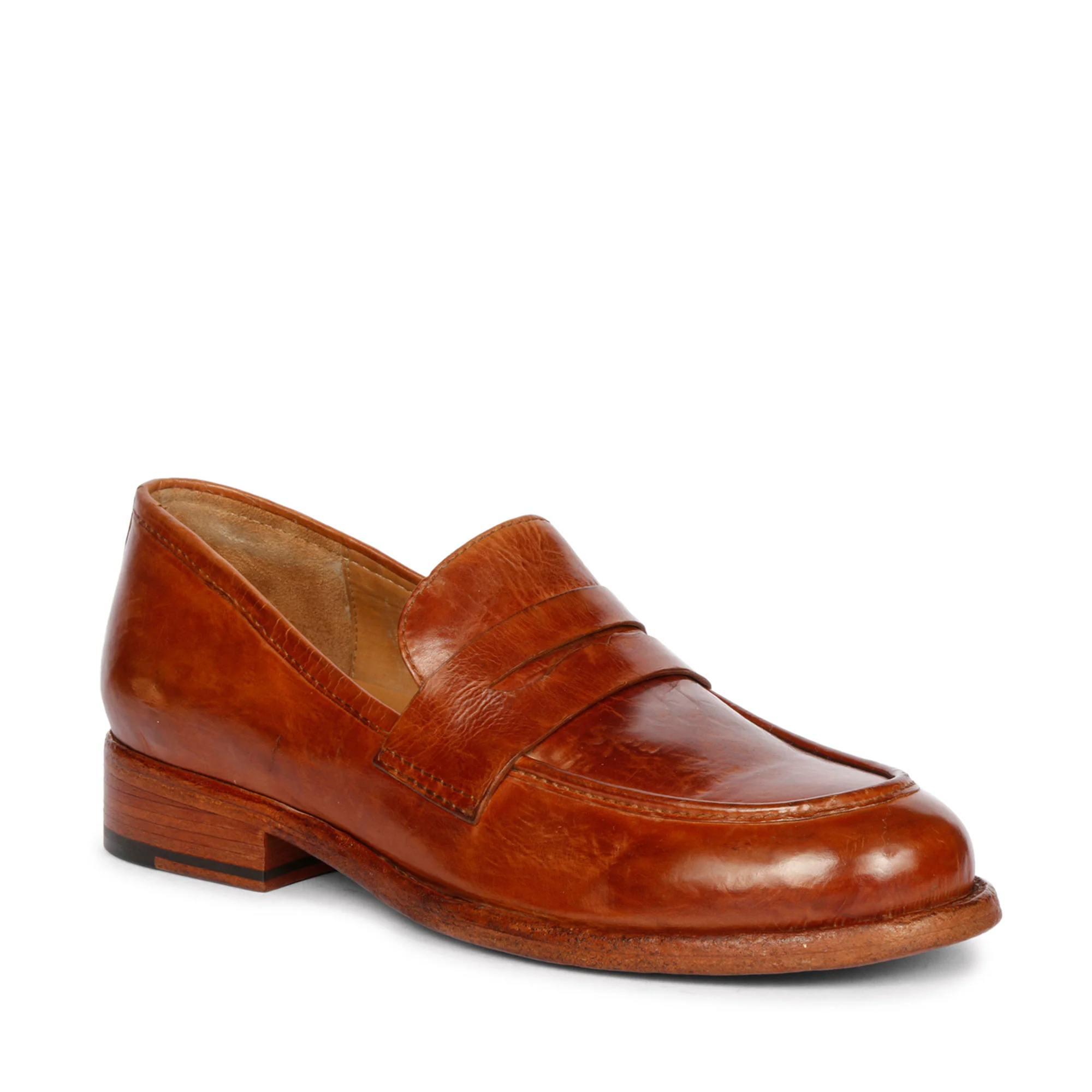 Saint Micola Cognac Leather Washed Moccasins - Image 6