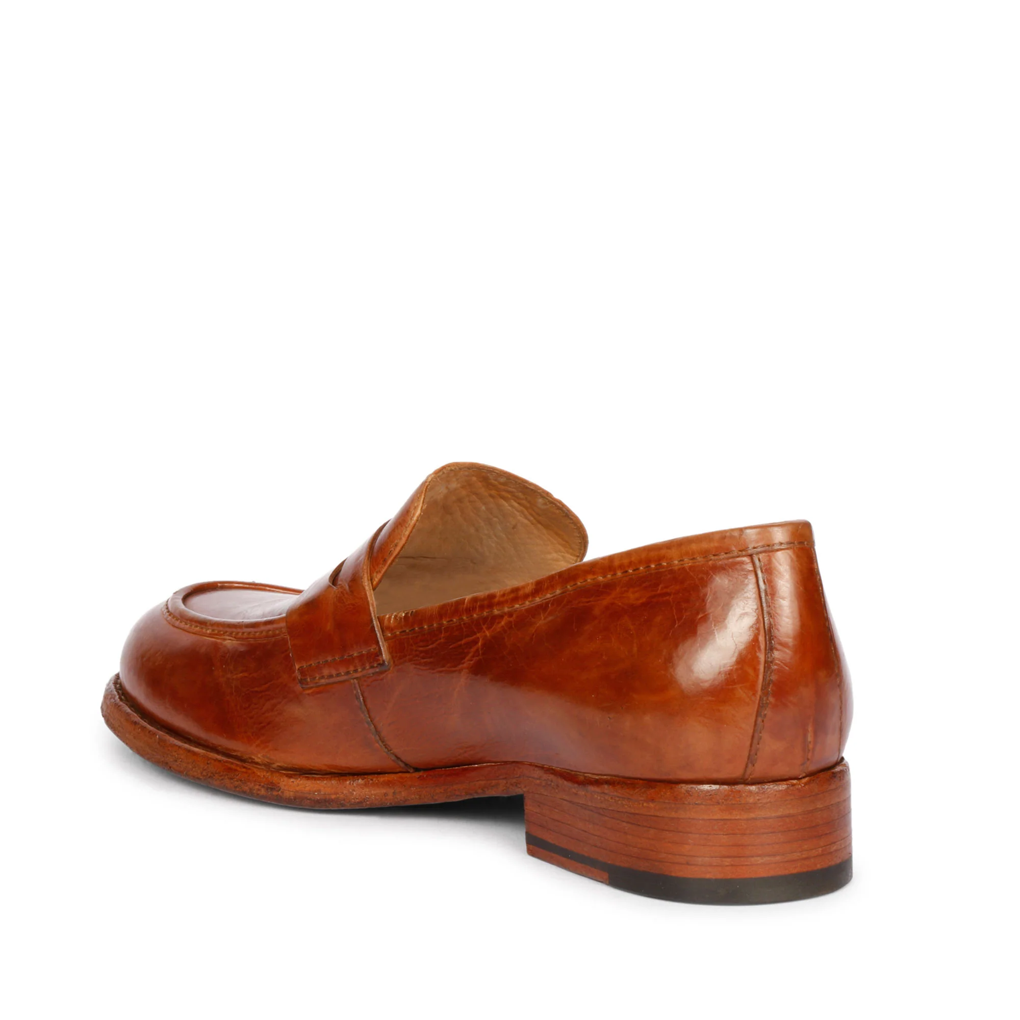 Saint Micola Cognac Leather Washed Moccasins - Image 7