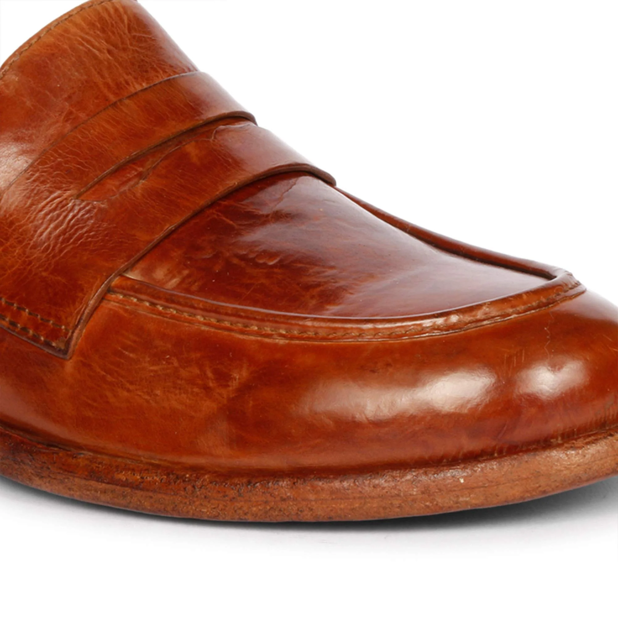 Saint Micola Cognac Leather Washed Moccasins - Image 8