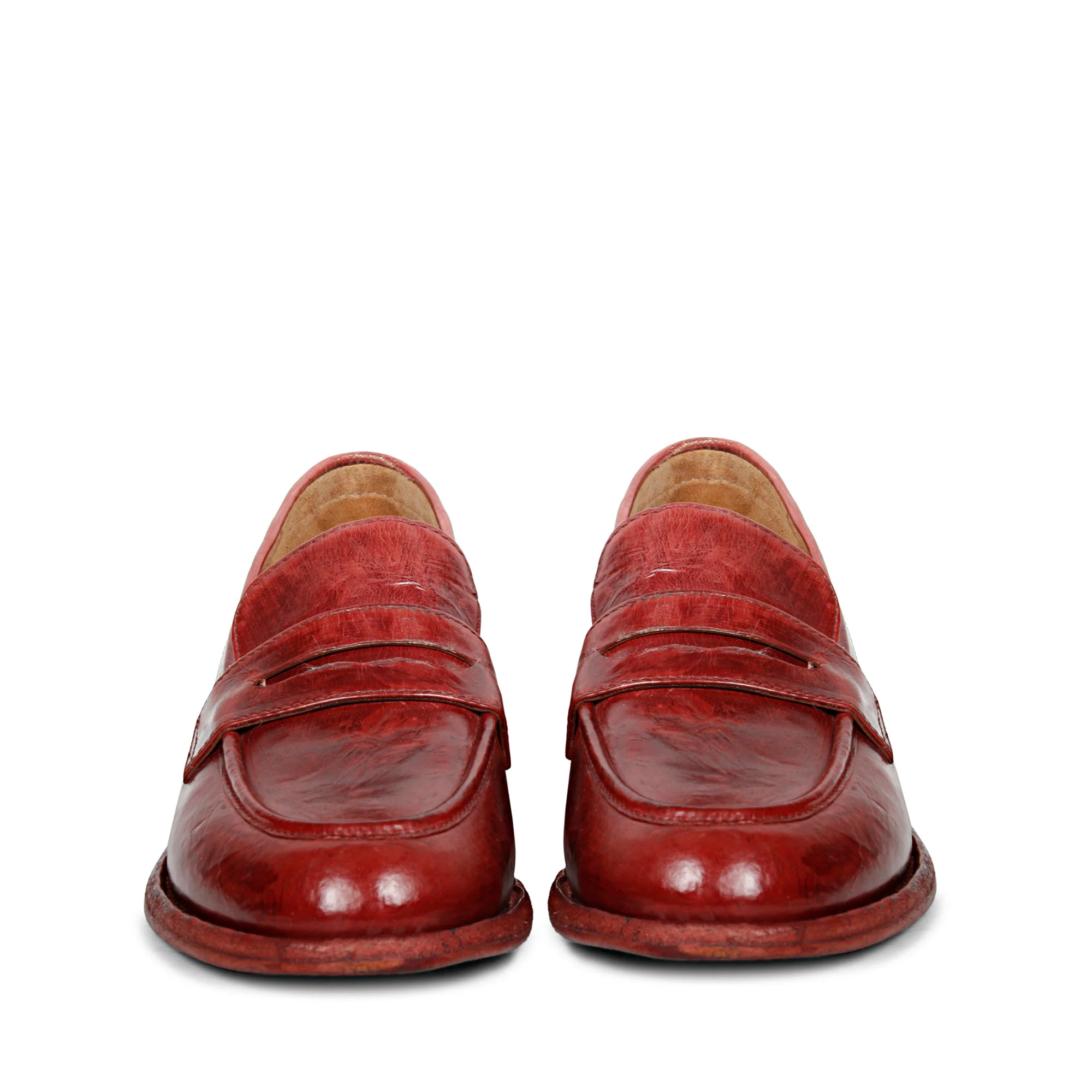 Saint Micola Red Leather Washed Moccasins - Image 3