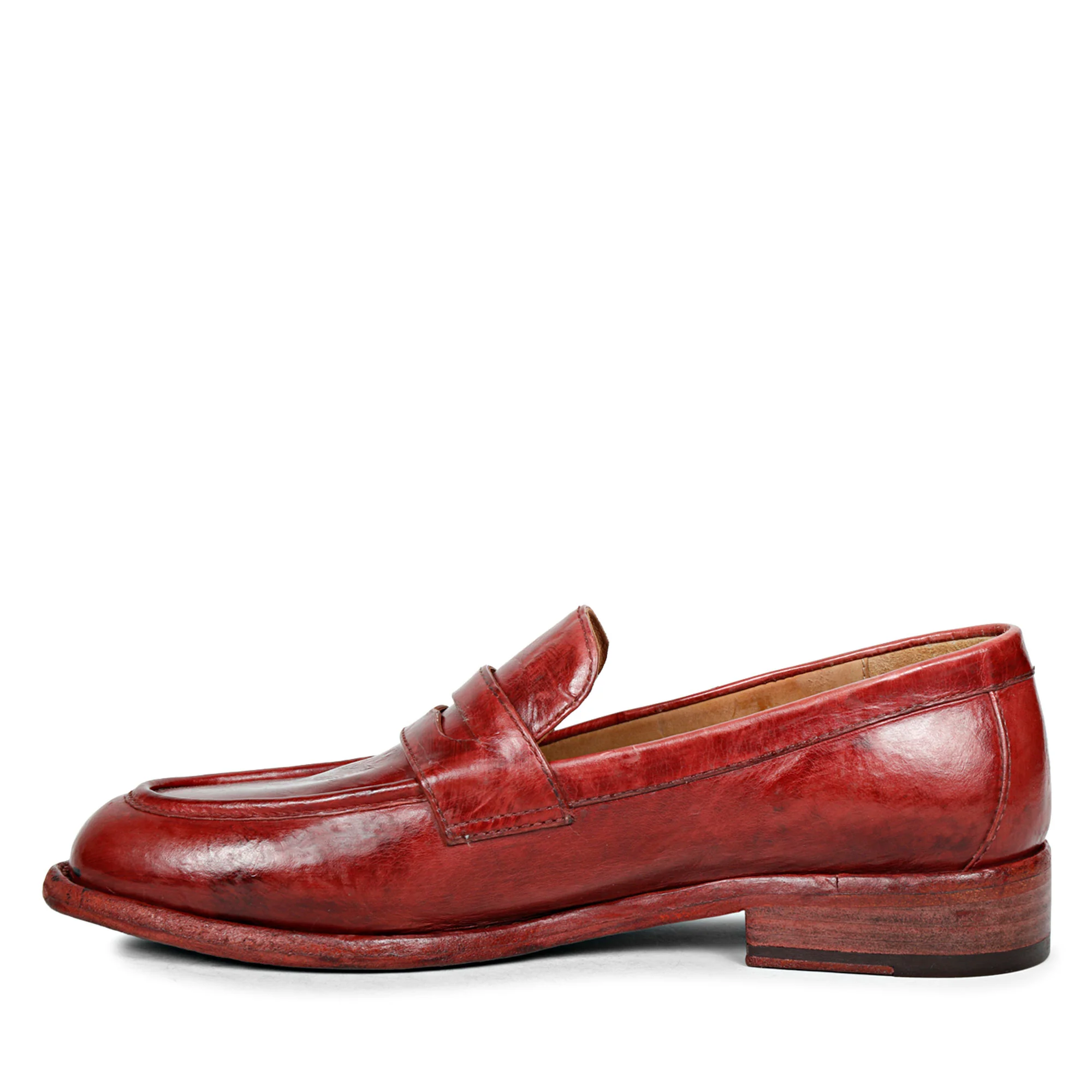 Saint Micola Red Leather Washed Moccasins - Image 4