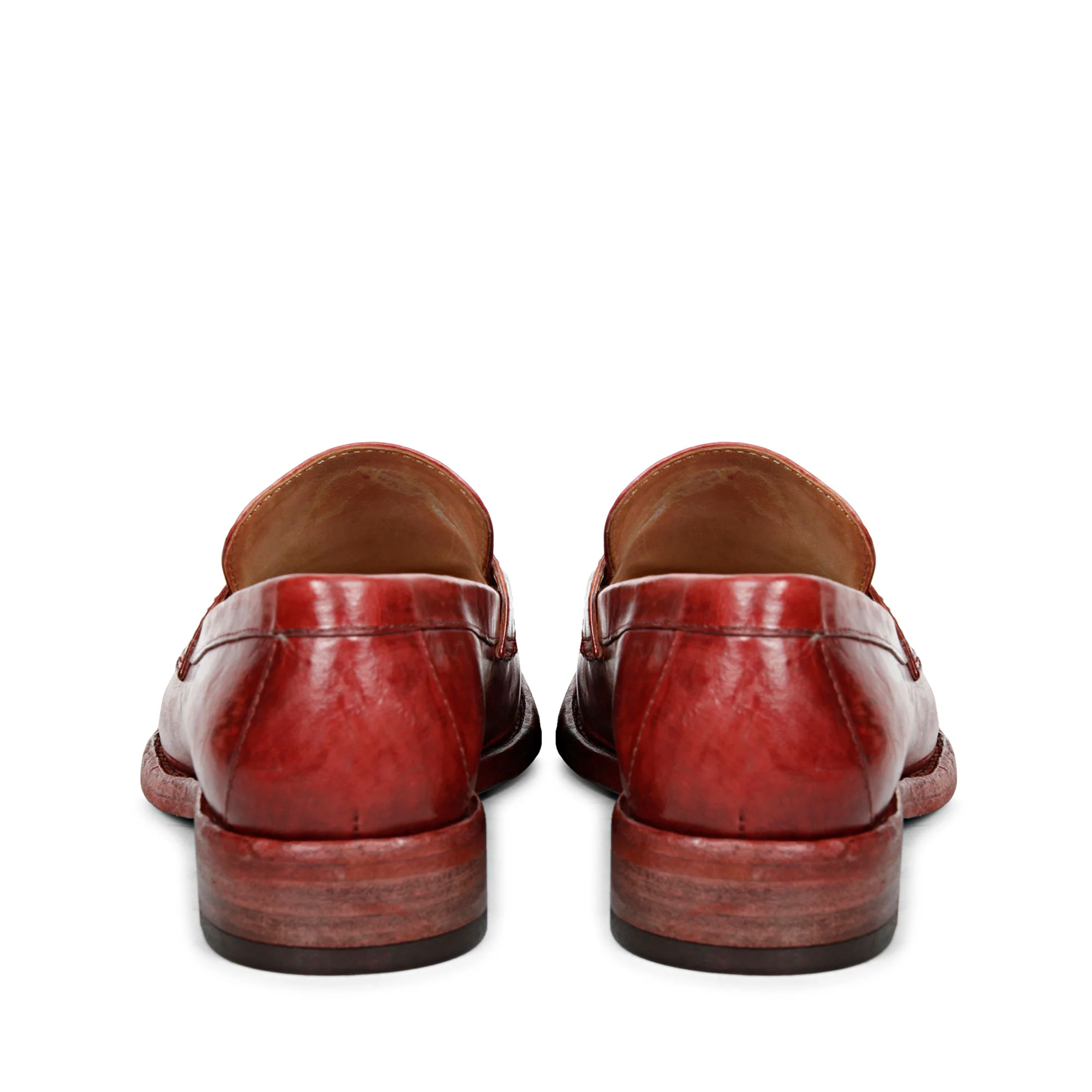Saint Micola Red Leather Washed Moccasins - Image 5