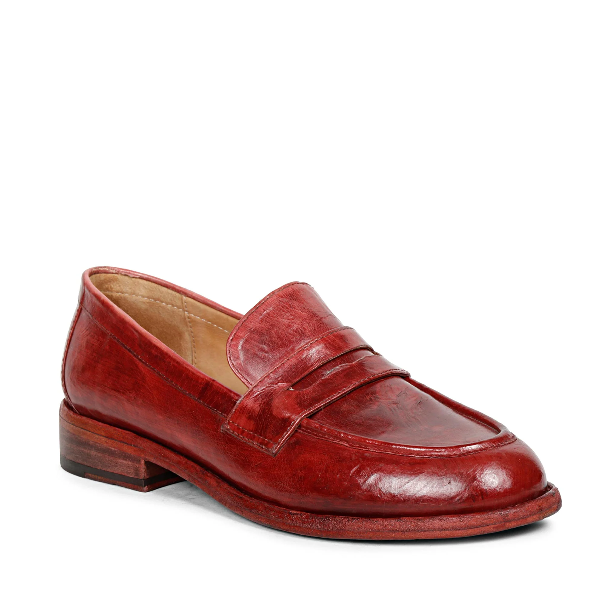 Saint Micola Red Leather Washed Moccasins - Image 6