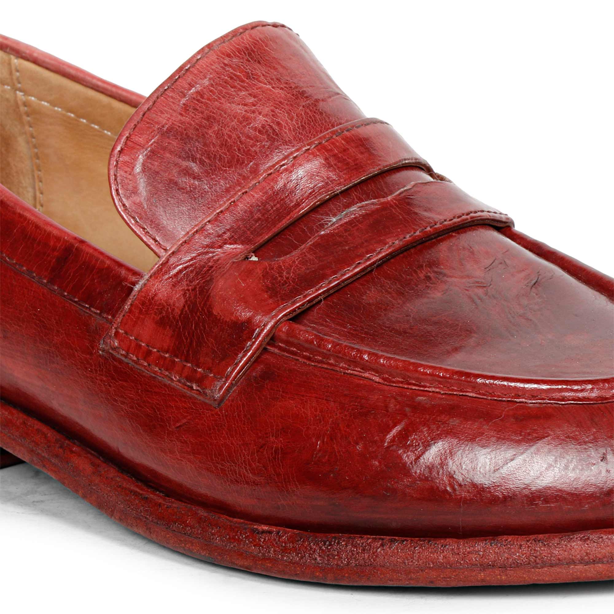 Saint Micola Red Leather Washed Moccasins - Image 8