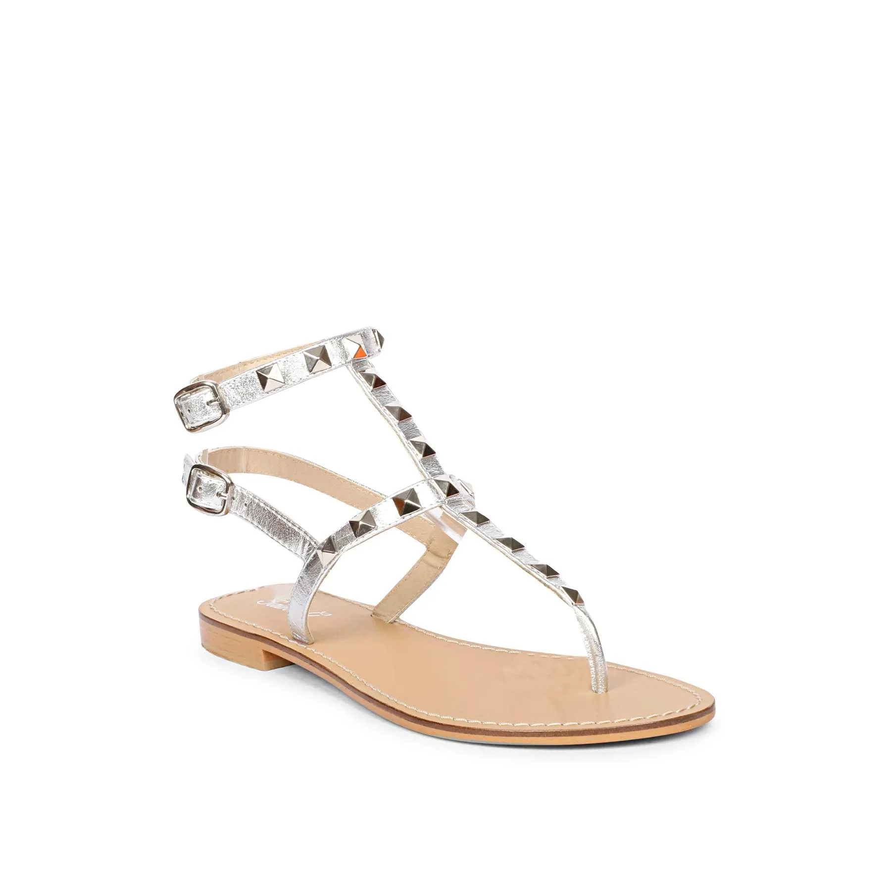 Saint Millie Silver Leather Flat Sandal - Image 6