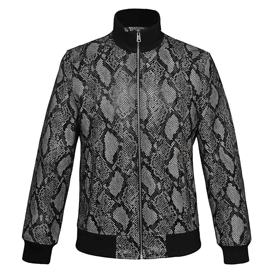 Saint Milly Grey Leather Men's Bomber Style Jackets - Image 2
