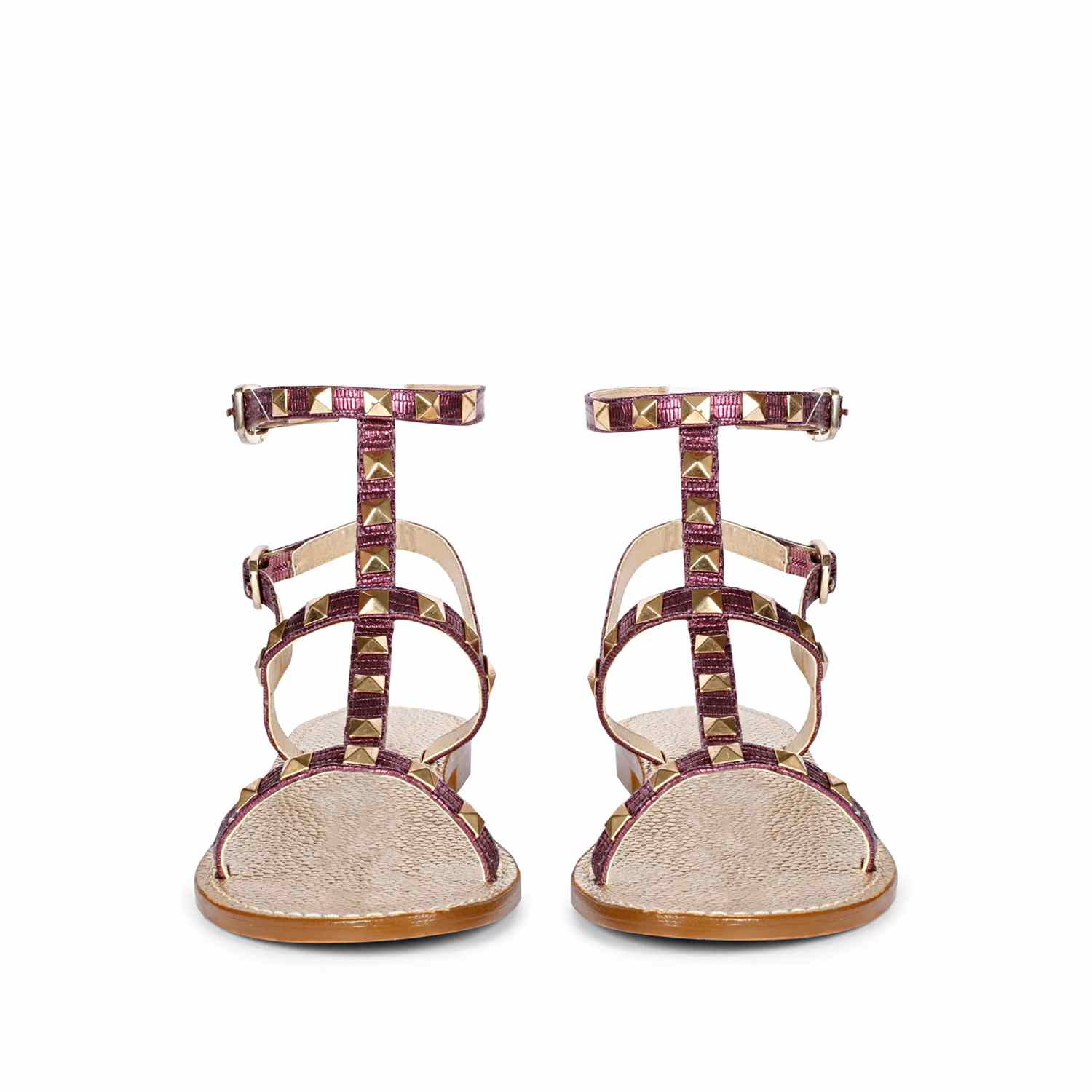 Saint Miriam Purple Leather Flat Sandals - Image 3