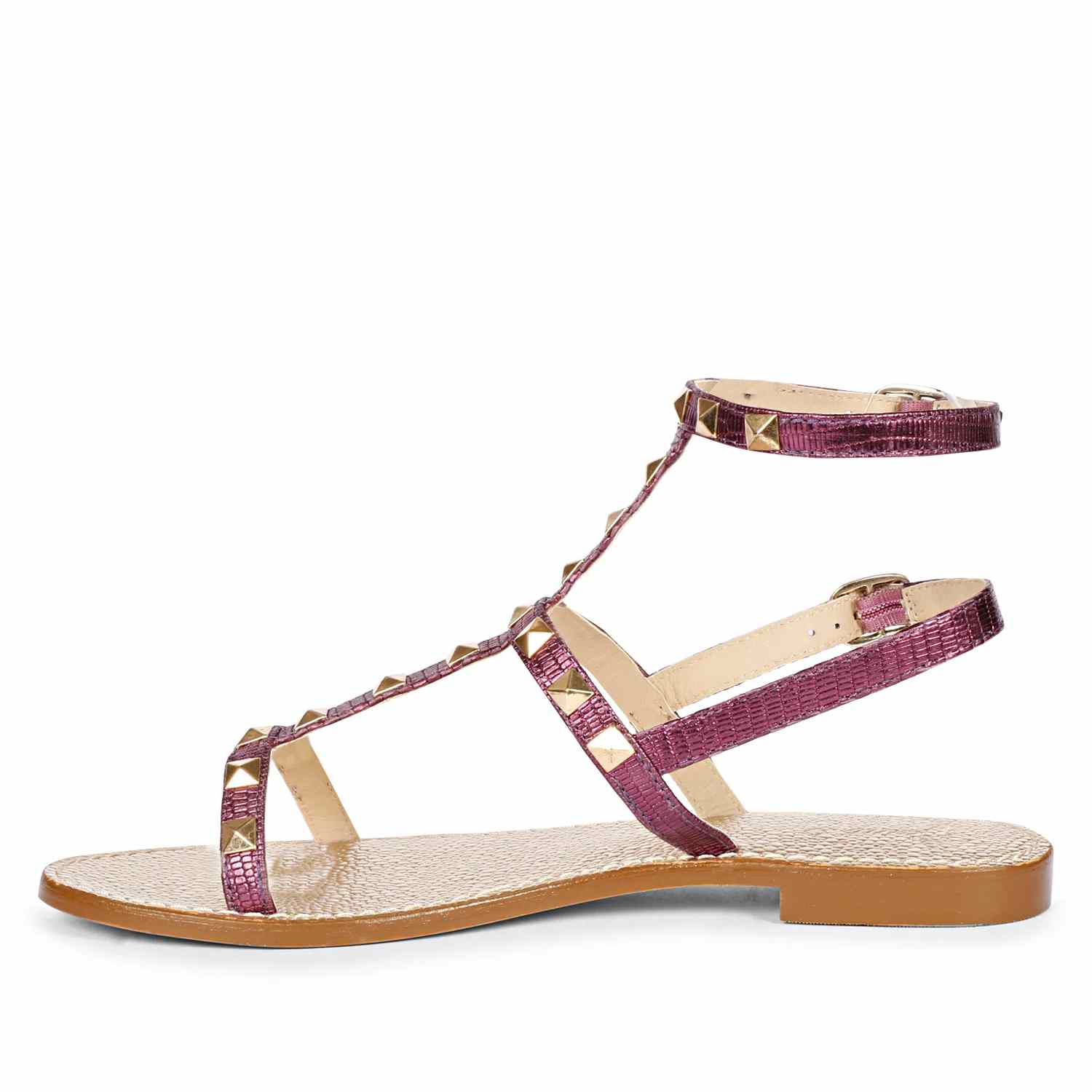 Saint Miriam Purple Leather Flat Sandals - Image 4