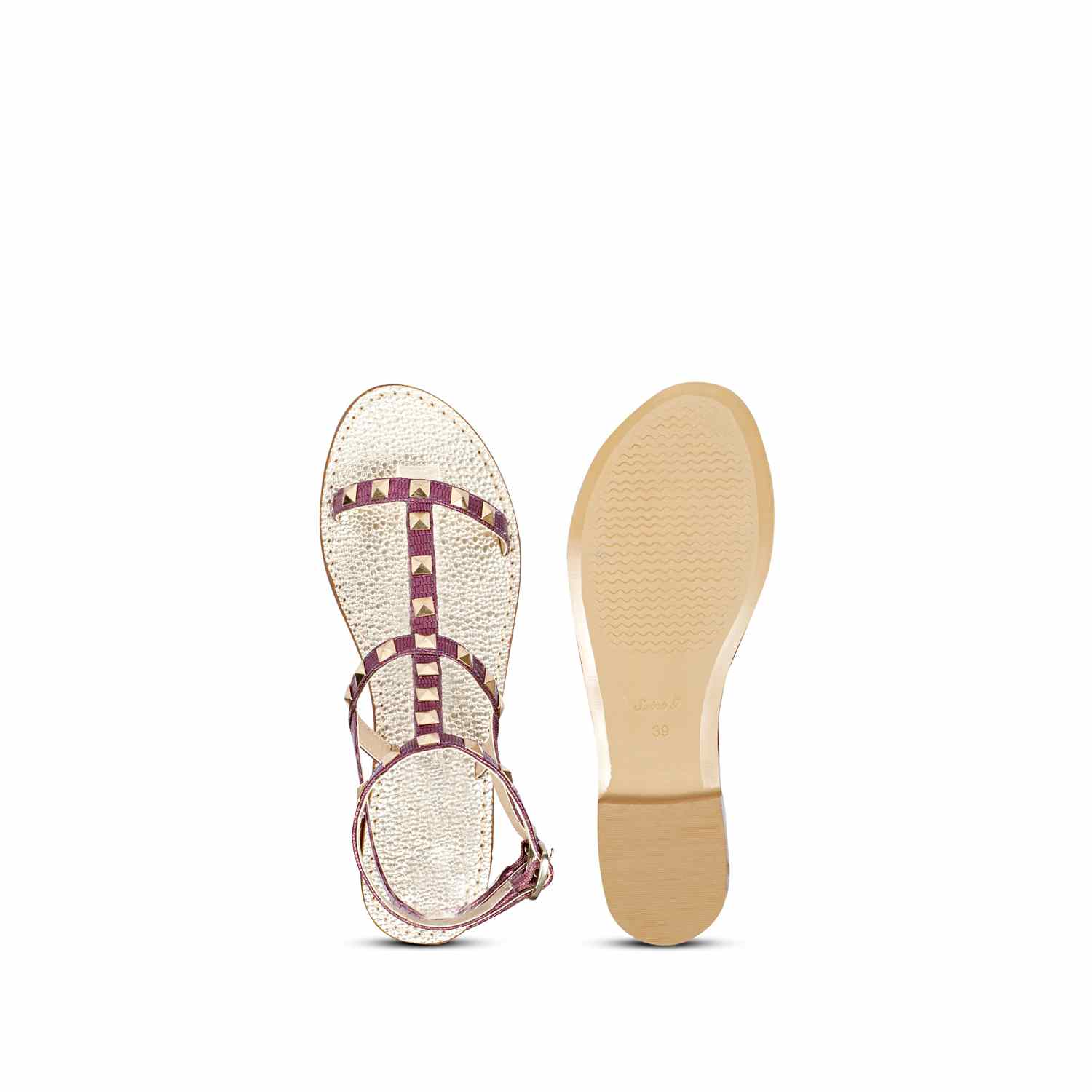 Saint Miriam Purple Leather Flat Sandals - Image 6