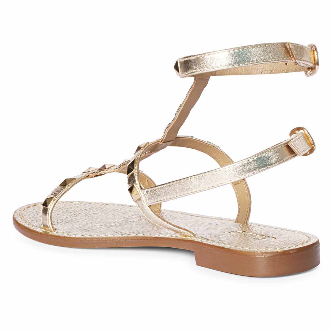 Saint Miriam Platin Leather Studded Sandals - Image 6