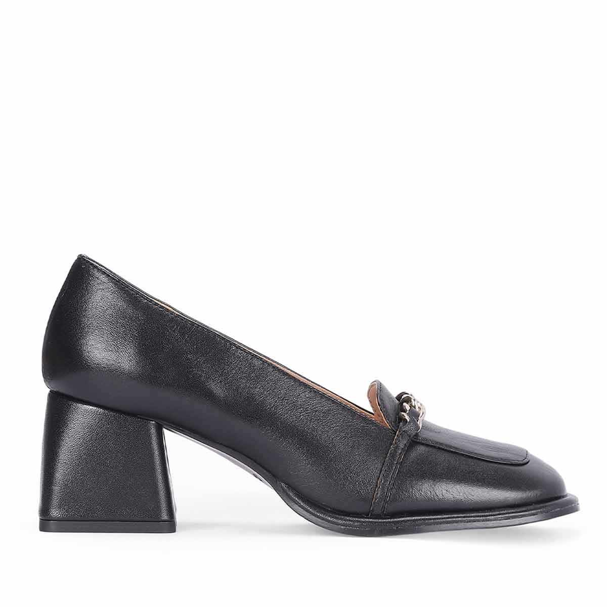 Saint Mirielle Black Leather Moccasins