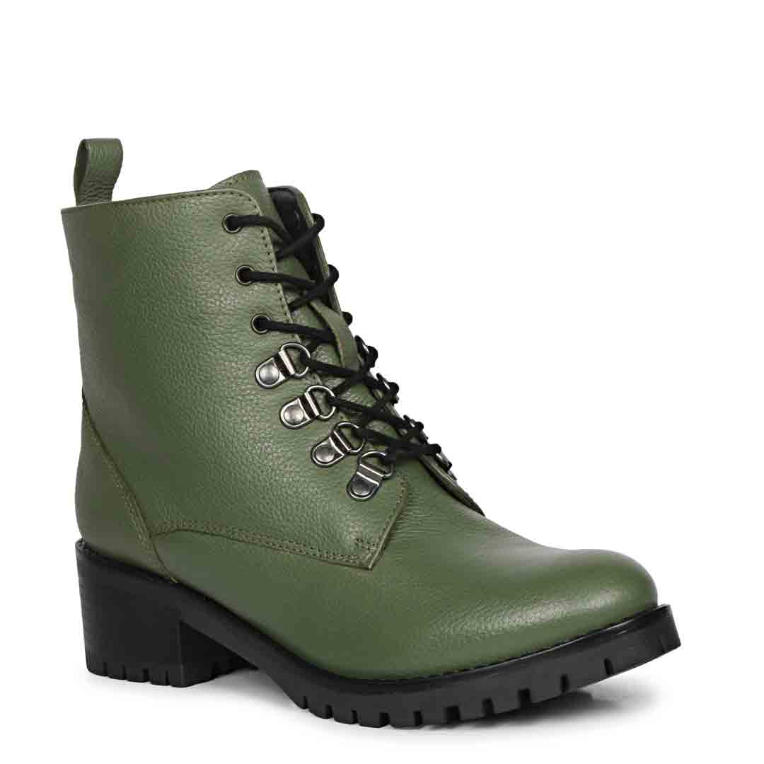 Saint Moira Olive Green Leather Ankle Boots - Image 6