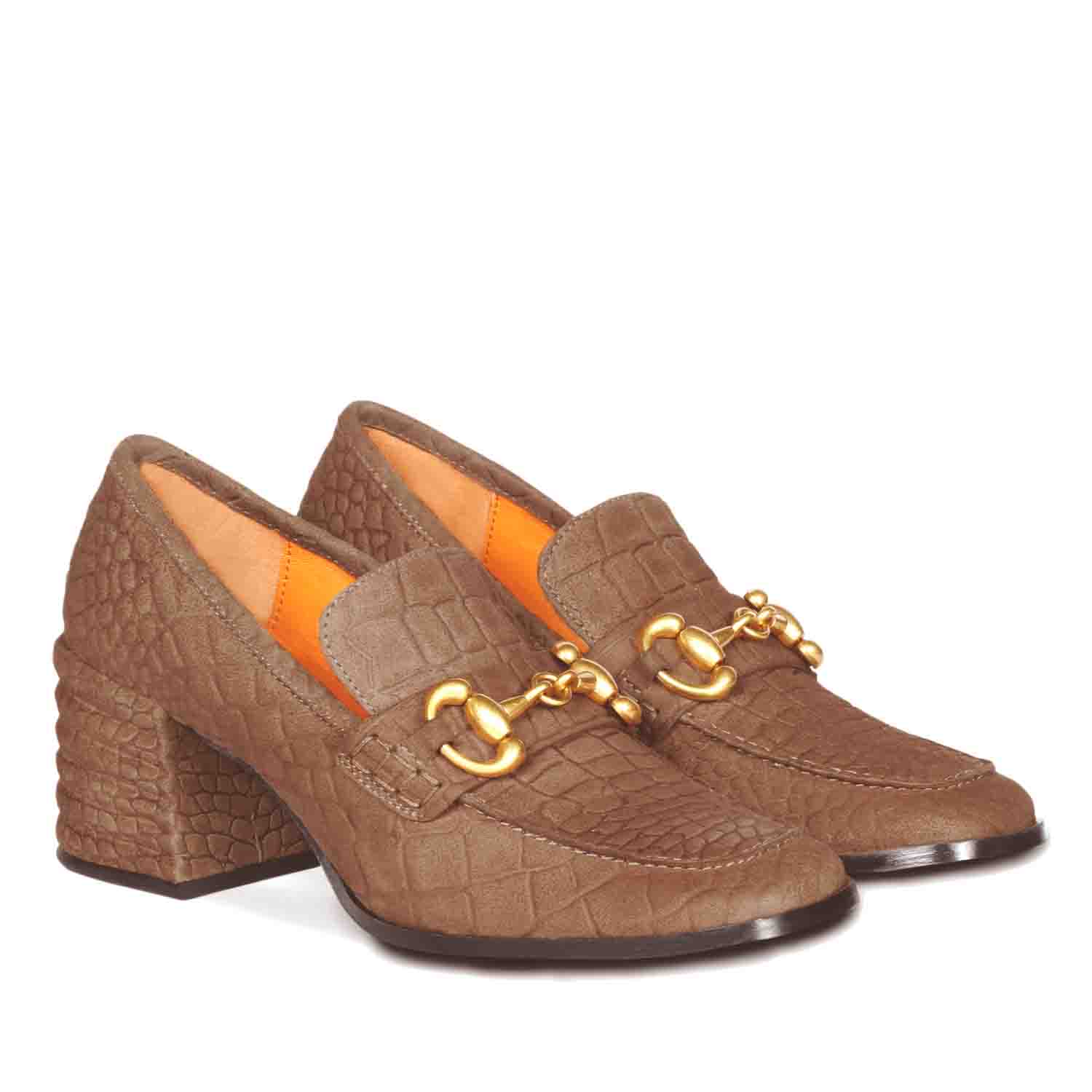Saint Molly Brown Croco Embossed Leather Moccasins - Image 3