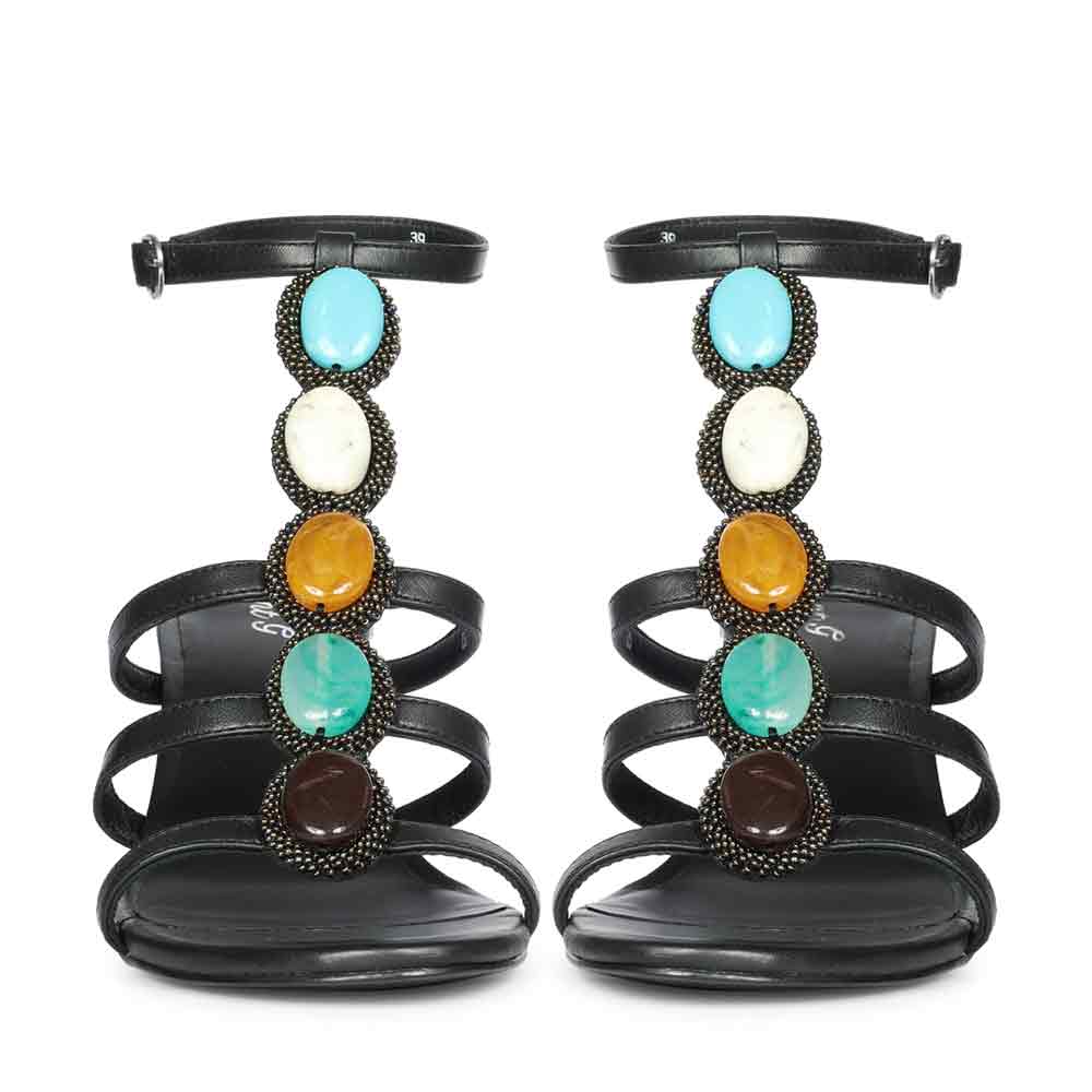 Saint Monroe Multi Stone Black Leather Stilettos - Image 5