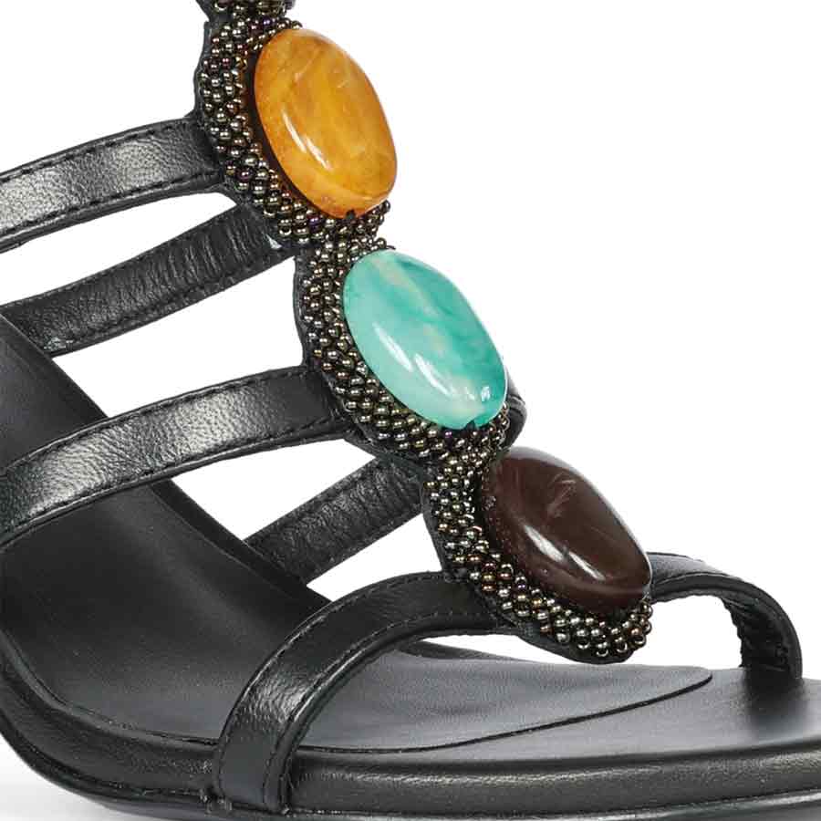 Saint Monroe Multi Stone Black Leather Stilettos - Image 8