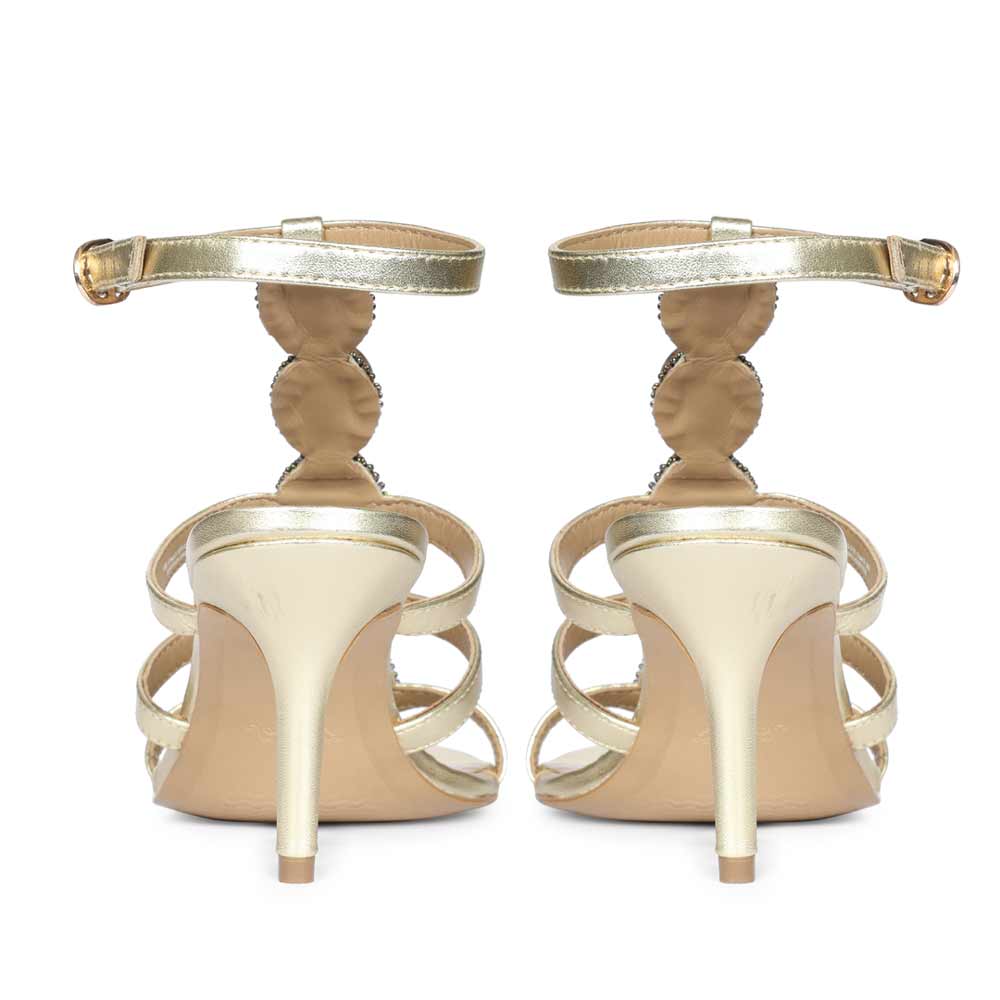 Saint Monroe Multi Stone Metallic Gold Leather Stilettos - Image 6
