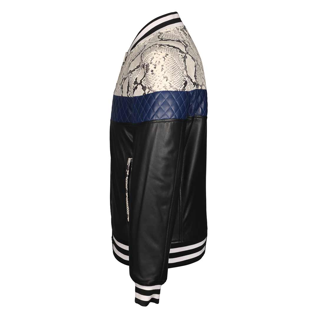 Saint Moreno White Python Print Leather Men's Jackets - Image 4