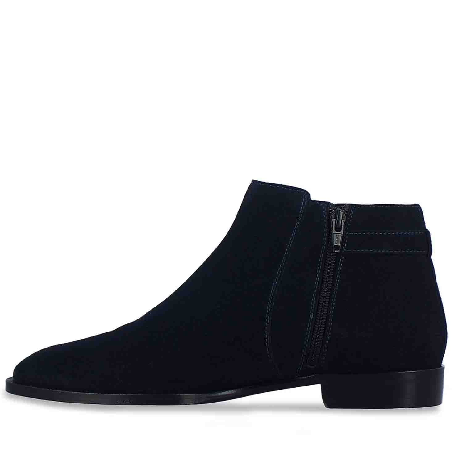 Saint Moreno Navy Suede Leather Ankle Boots - Image 4
