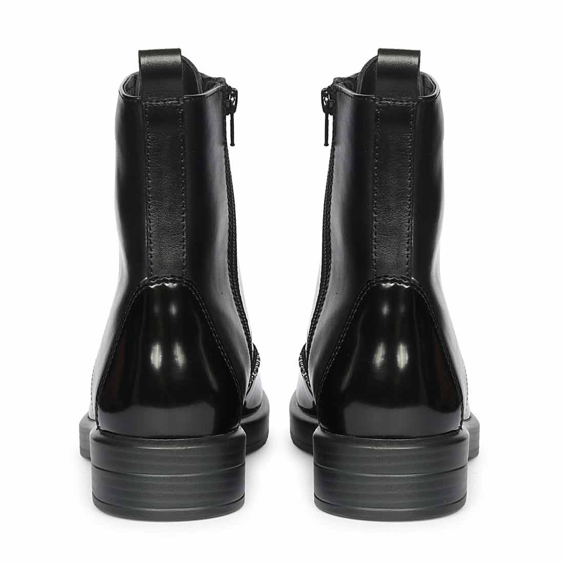 Saint Myla Studded Wingtip Inspired Lace Up Leather Boots - Image 4
