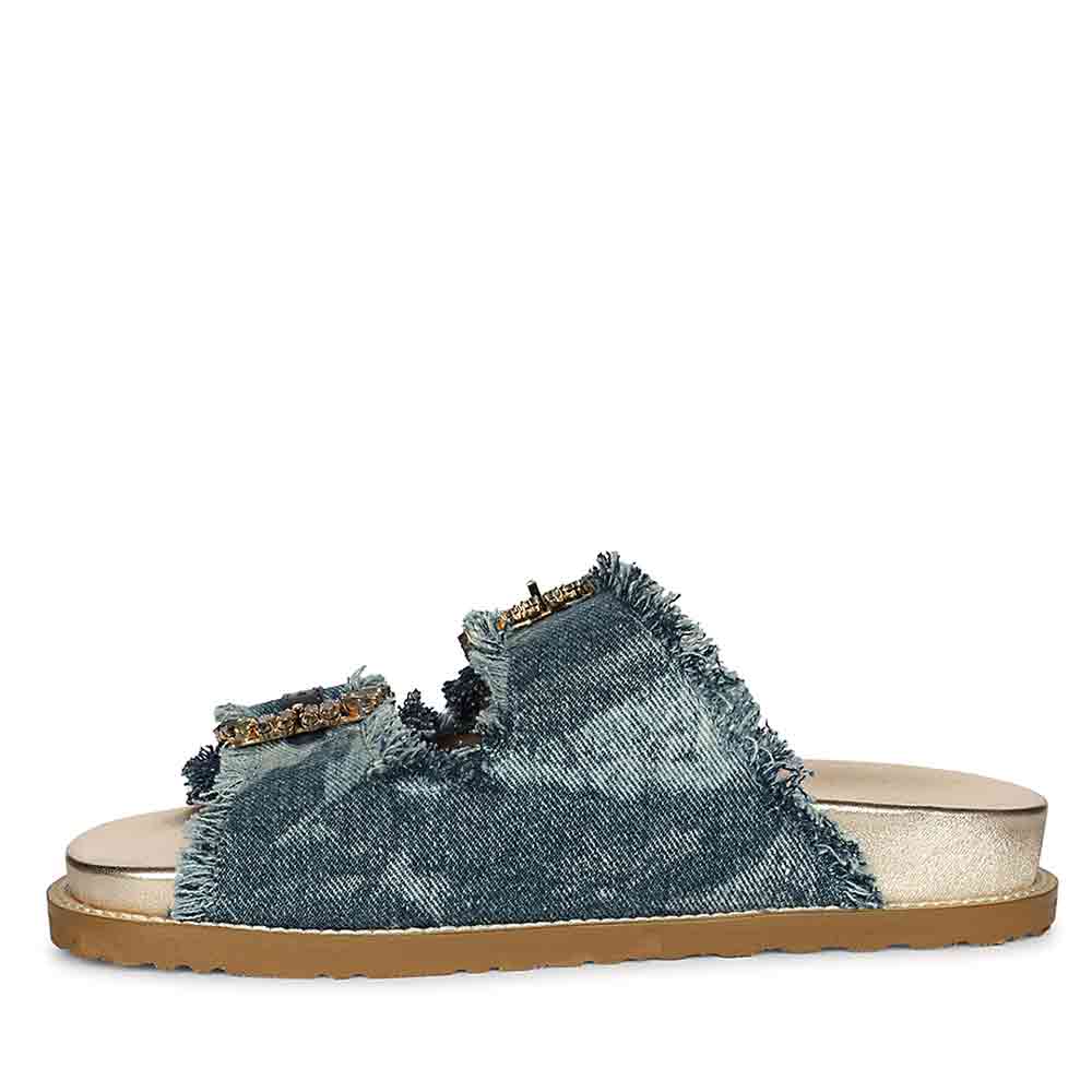 SaintG Navy Blue Denim Footbed Sandals - Image 3