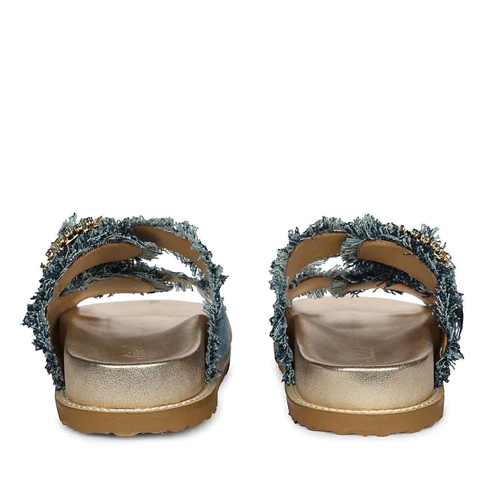 SaintG Navy Blue Denim Footbed Sandals - Image 5