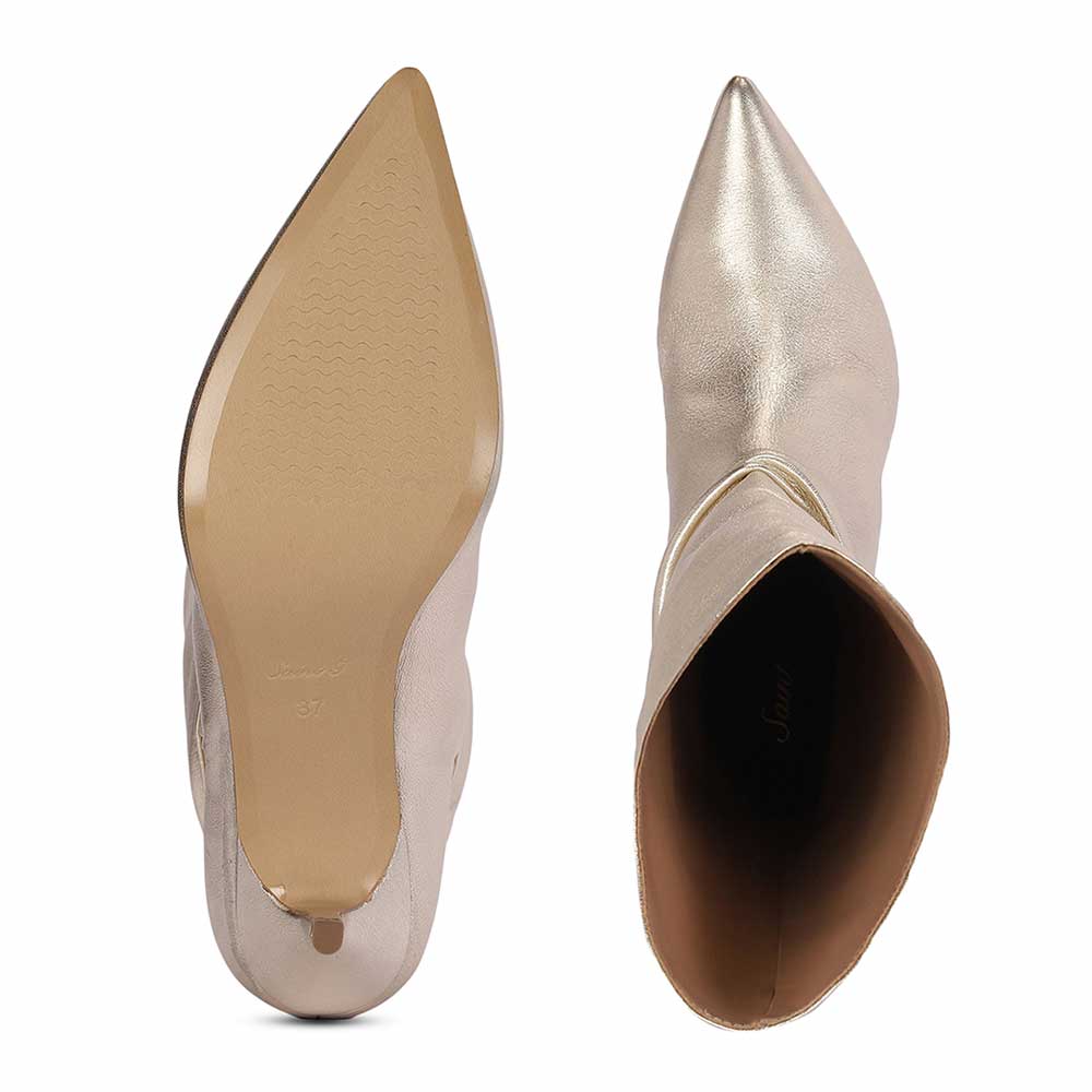 Saint Nayeli Gold Metallic Leather calf Length Slouch Boots - Image 7