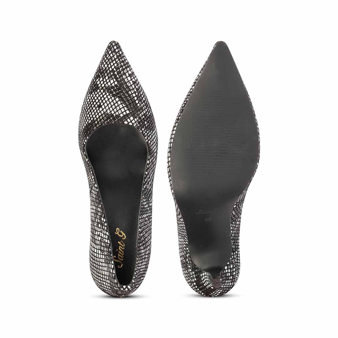 Saint Mirella Snake Print Black Leather Pumps - Image 7