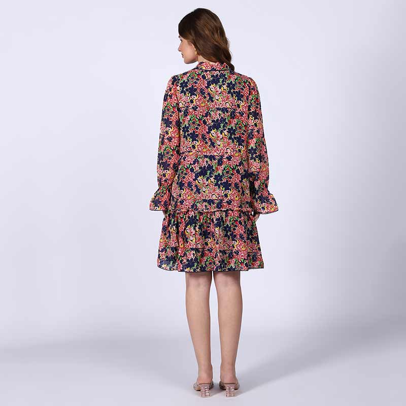 Saint Nerina Womens Blue Multi Bloom Mini Dress - Image 4