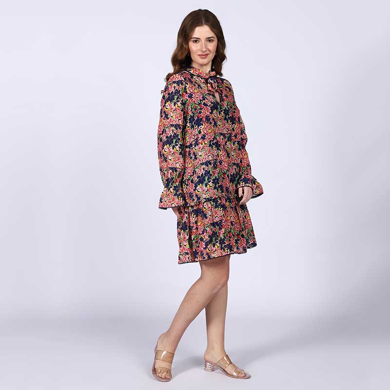 Saint Nerina Womens Blue Multi Bloom Mini Dress - Image 5