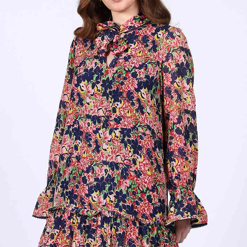 Saint Nerina Womens Blue Multi Bloom Mini Dress - Image 6