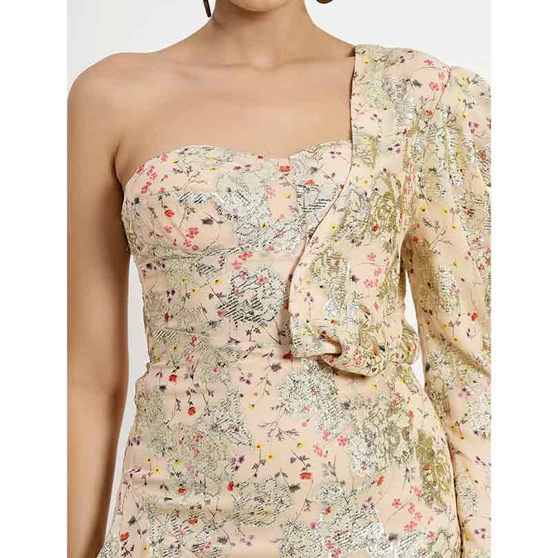 Saint Nevaeh Womens Off White Printed Viscose Lurex Short Dress - Image 5