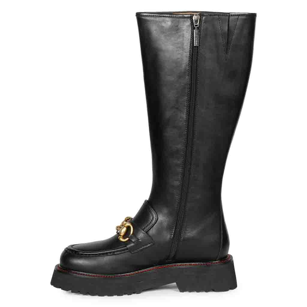 Saint Noble Black Leather Horse Bit Décor Long Boots - Image 3