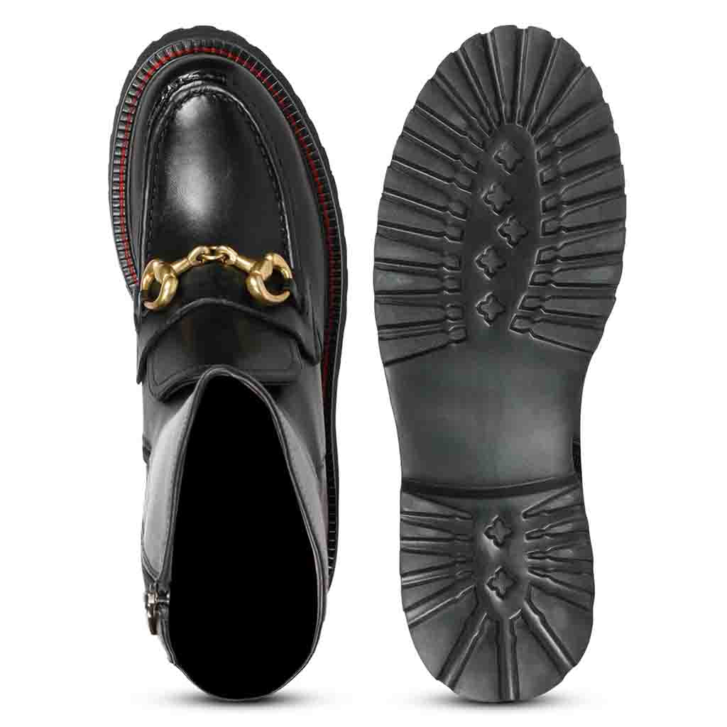 Saint Noble Black Leather Horse Bit Décor Long Boots - Image 6