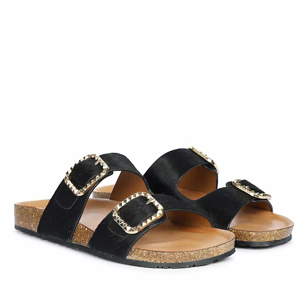 Saint Noel Black Pony Leather Sandals - Image 3