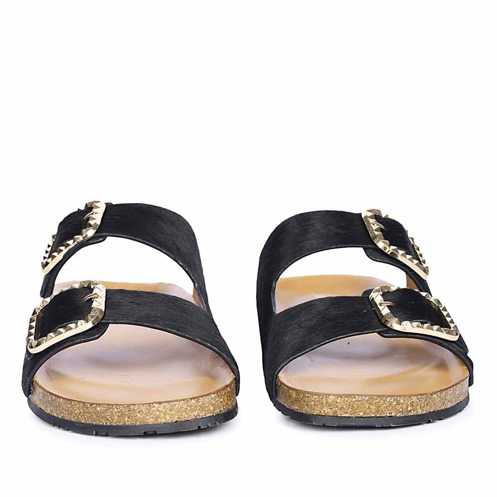 Saint Noel Black Pony Leather Sandals - Image 5