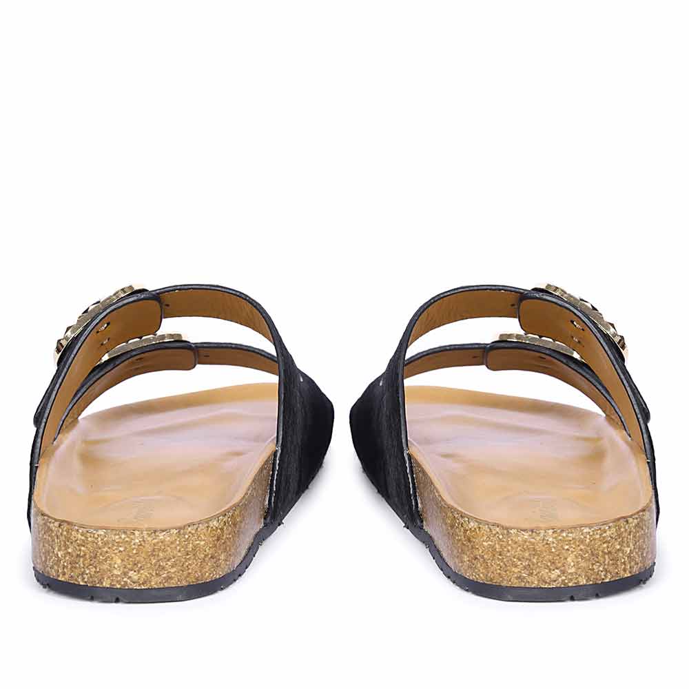 Saint Noel Black Pony Leather Sandals - Image 6