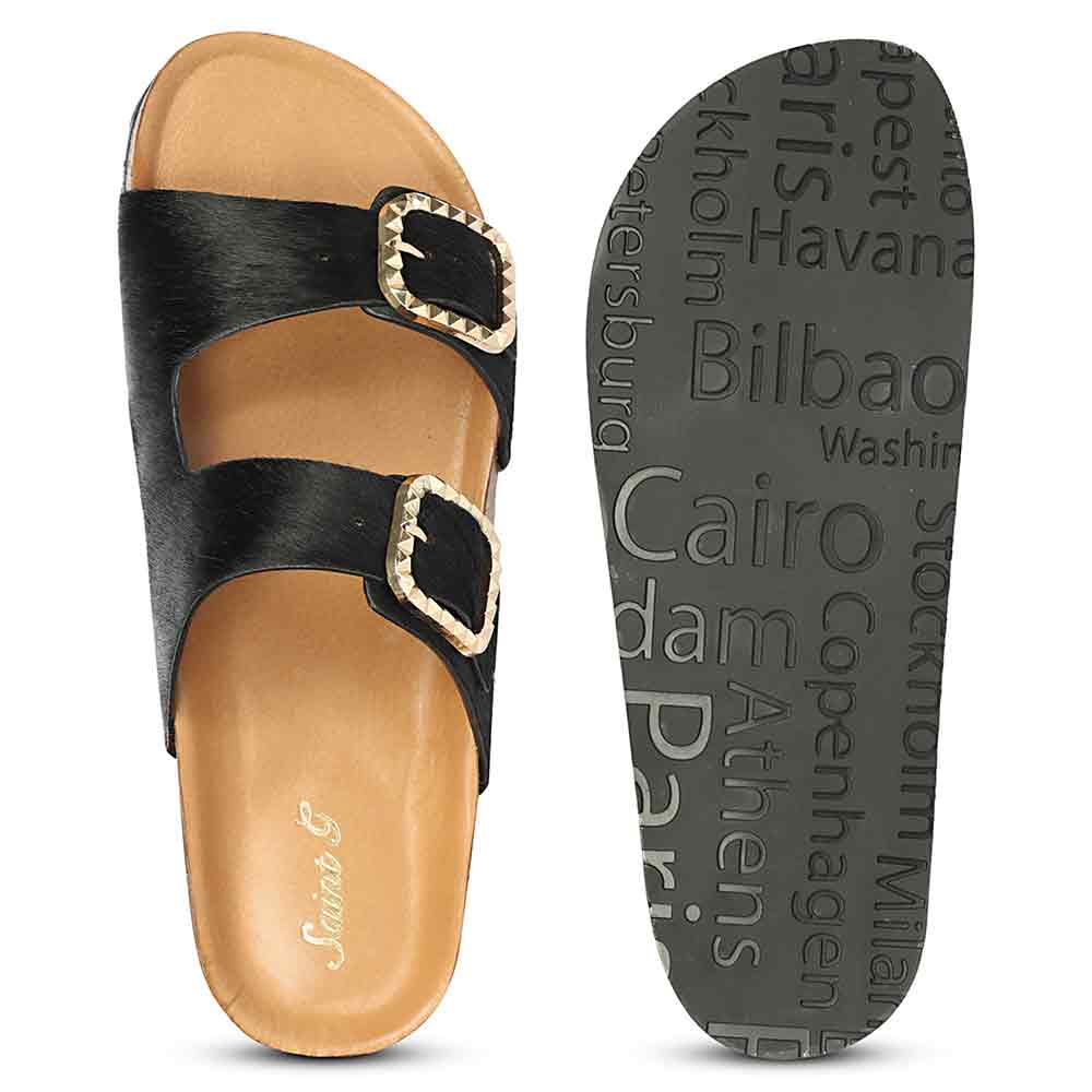 Saint Noel Black Pony Leather Sandals - Image 7
