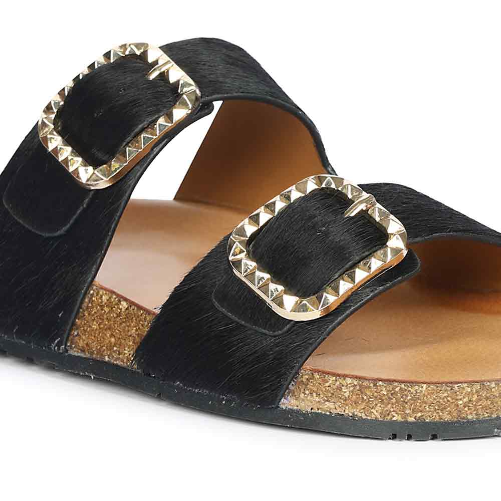 Saint Noel Black Pony Leather Sandals - Image 8