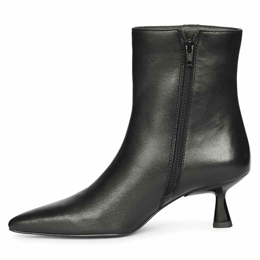 Saint Noelle Embellished Black Leather Kitten Heel Ankle Boots - Image 4