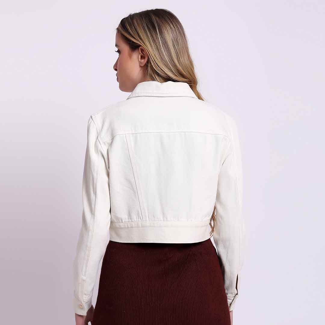 Saint Noemi Women White Denim Collar Jackets - Image 5