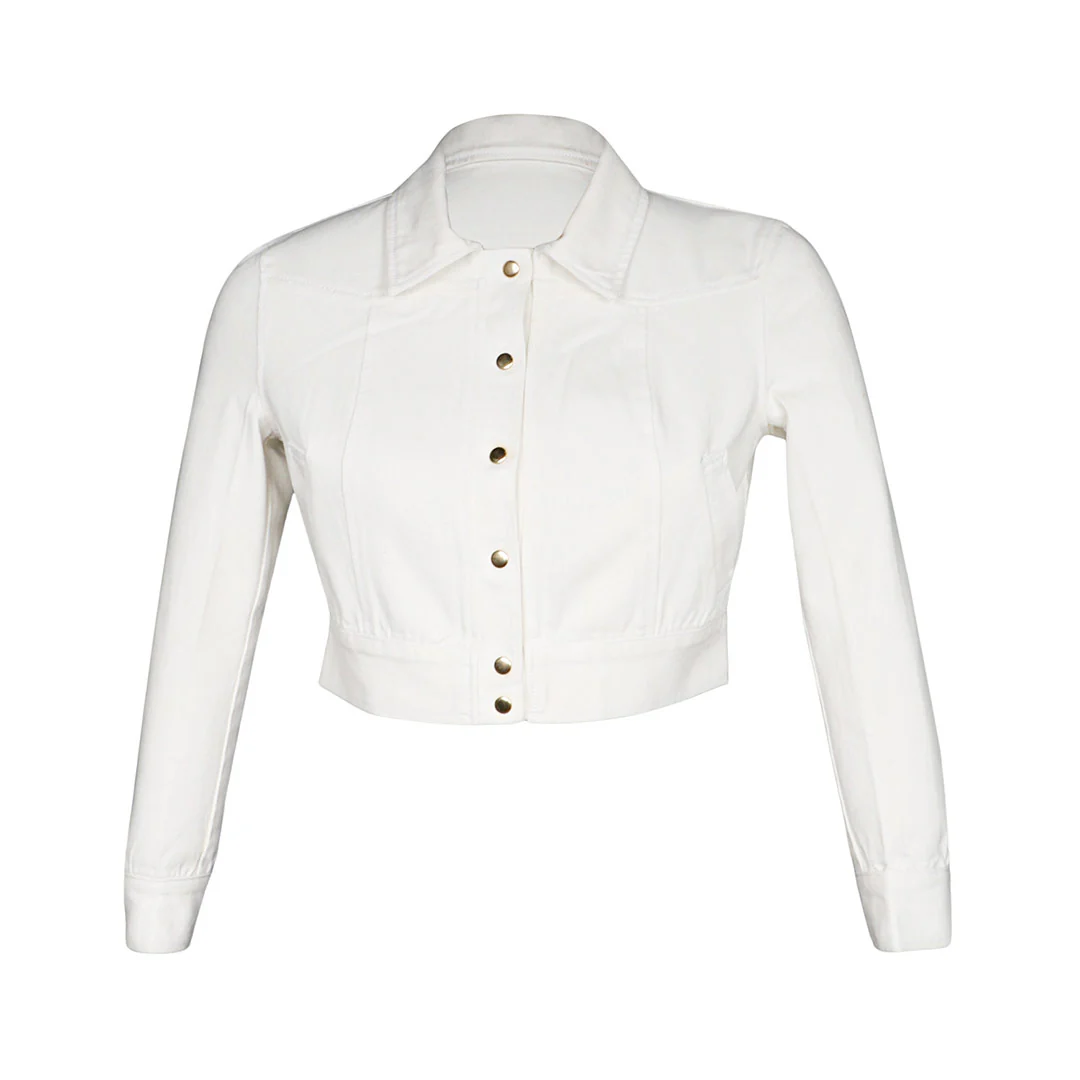 Saint Noemi Women White Denim Collar Jackets - Image 6